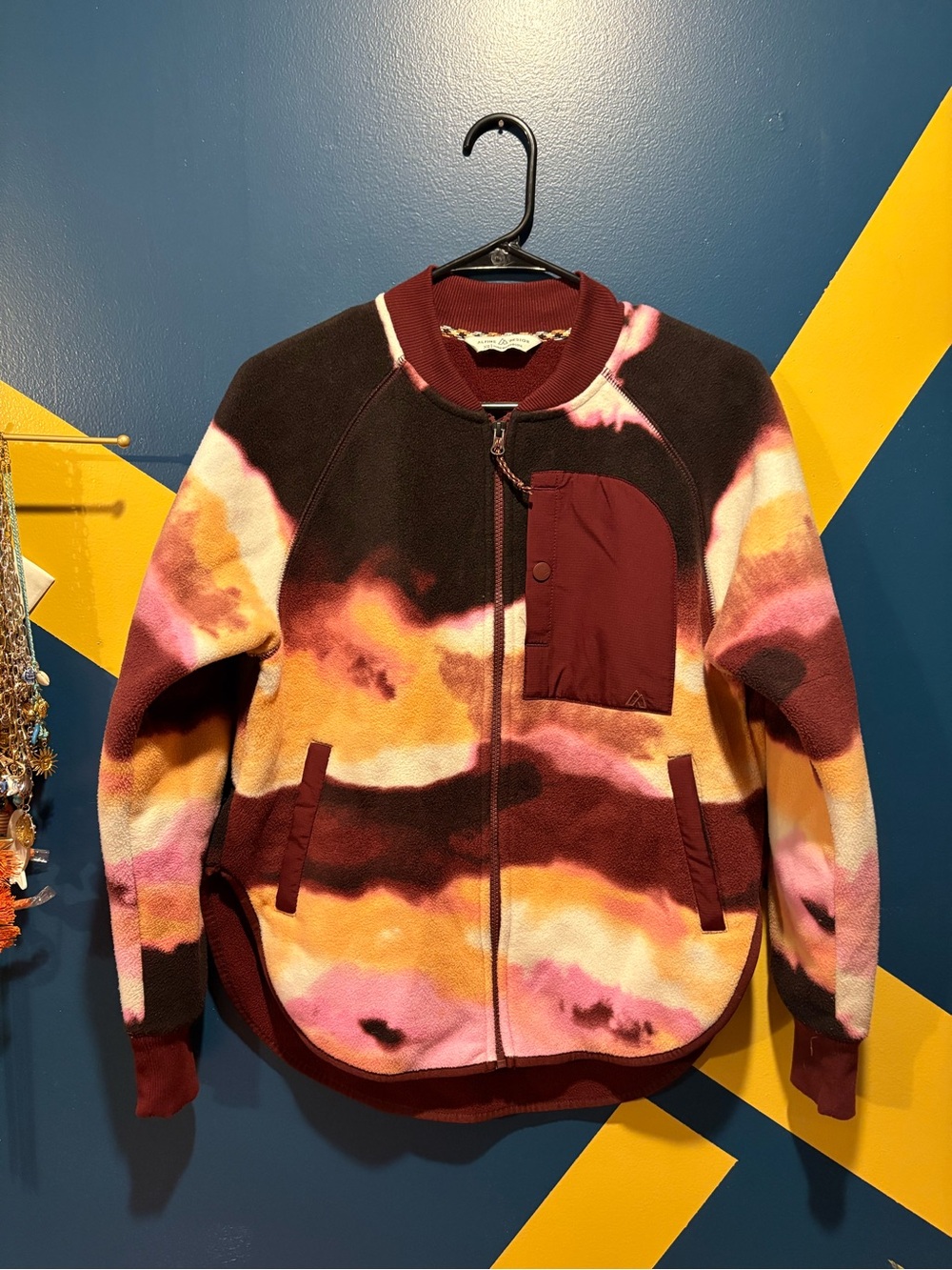 Alpine Design Maroon Multi Heavyweight Full Zip Fleece Jacket EUC